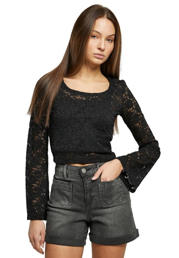 Urban Classics - Ladies Cropped Lace Black - Top Discount