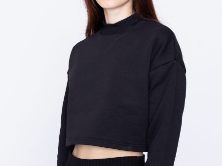 Urban Classics - Ladies Cropped Oversized Sweat High Neck Black - Sweater Sale