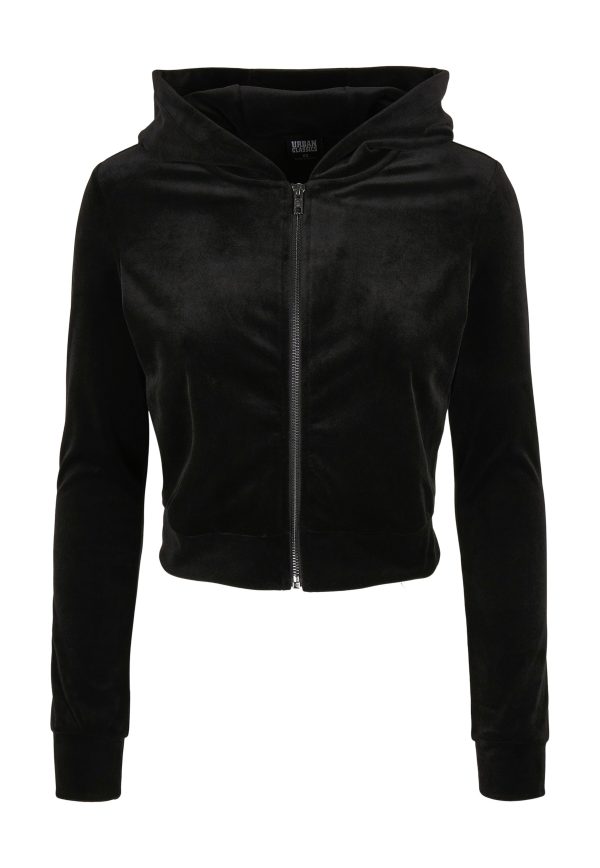 Urban Classics - Ladies Short Velvet Zip Black - Zipper Online Hot Sale