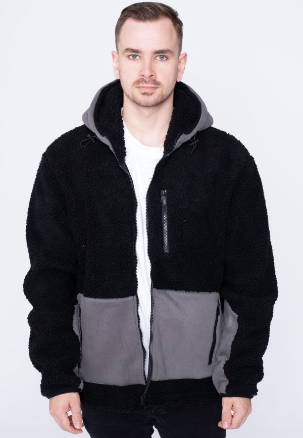 Urban Classics - Hooded Sherpa Black Asphalt - Jacket Fashion