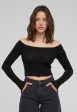 Urban Classics - Ladies Off Shoulder Glitter Black - Longsleeve Hot on Sale