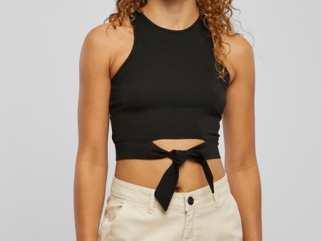 Urban Classics - Ladies Cropped Knot Black - Top Fashion