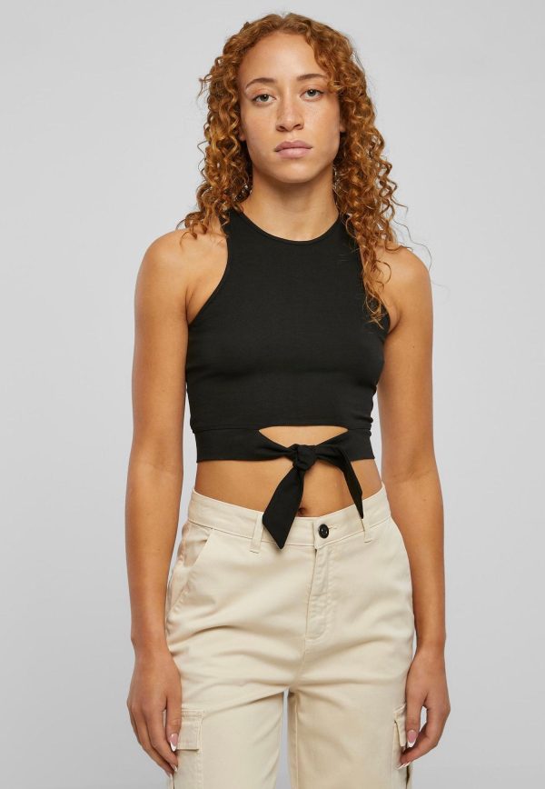 Urban Classics - Ladies Cropped Knot Black - Top Fashion