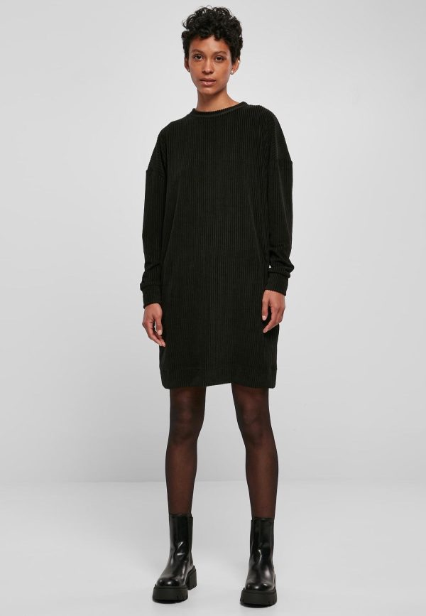 Urban Classics - Ladies Velvet Rib Crew Black - Dress Hot on Sale